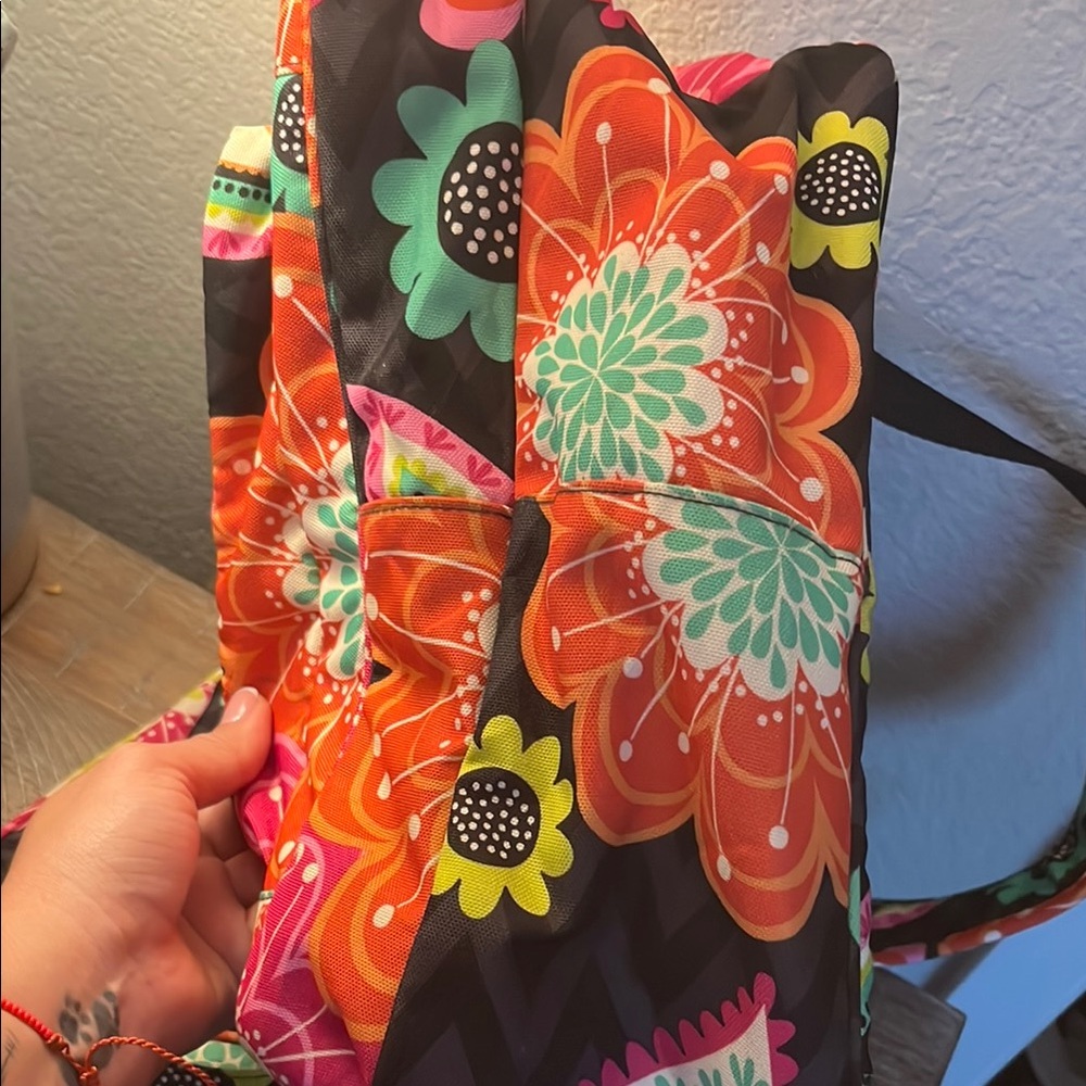 Vera Bradley Pink and Orange Backpack with Vibrant Floral Design - Picture 7 of 7